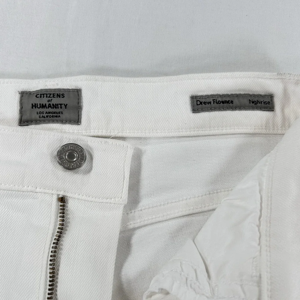 COH Citizens of Humanity Drew Flounce Flared Cropped White Jeans 25 High Rise - Picture 9 of 12